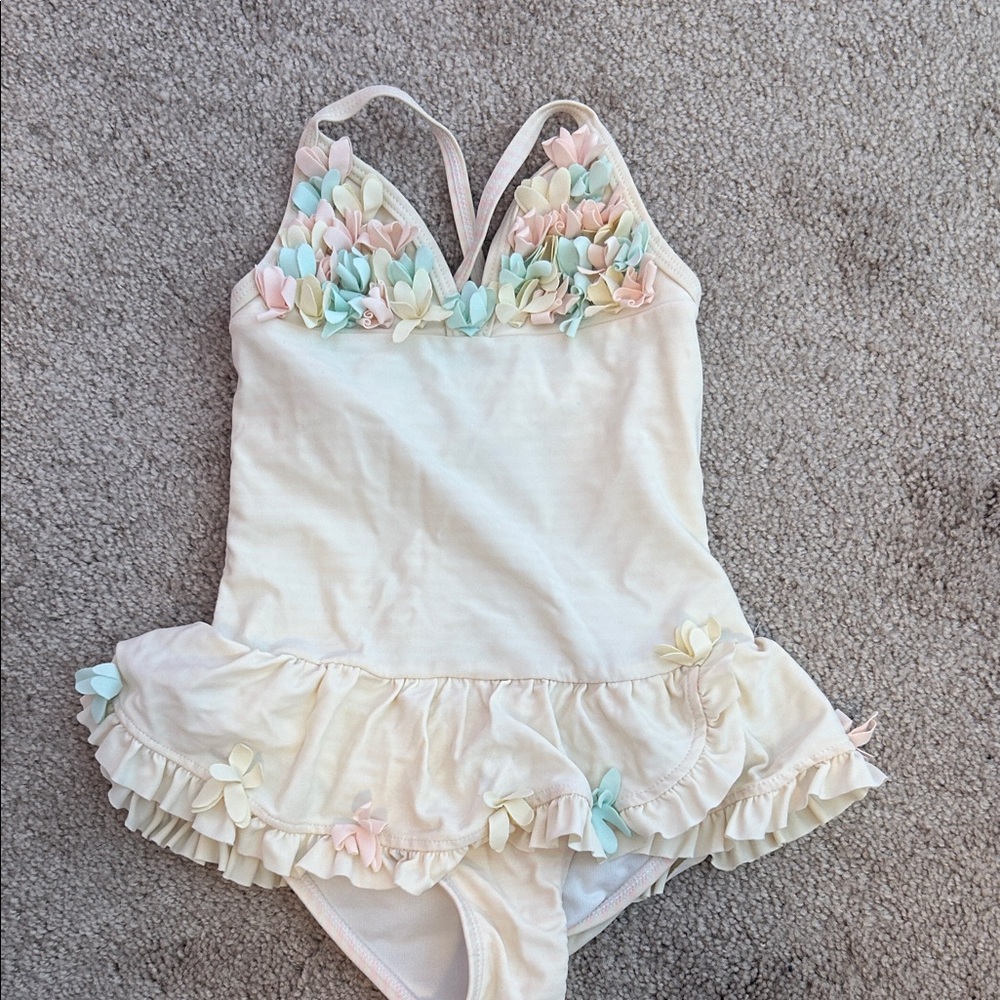 Little Me Pastel Swimsuit with Ruffles